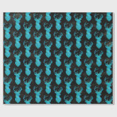 Blue Waterverf Deer Silhouette Cadeaupapier (Vlak)