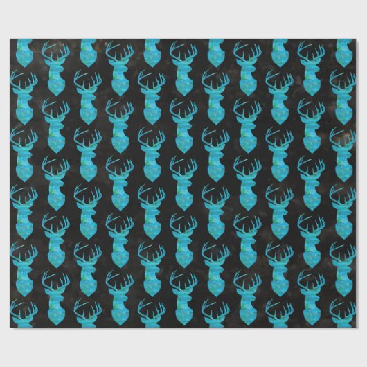 Blue Waterverf Deer Silhouette Cadeaupapier (Vlak)