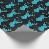 Blue Waterverf Deer Silhouette Cadeaupapier (Hoek)