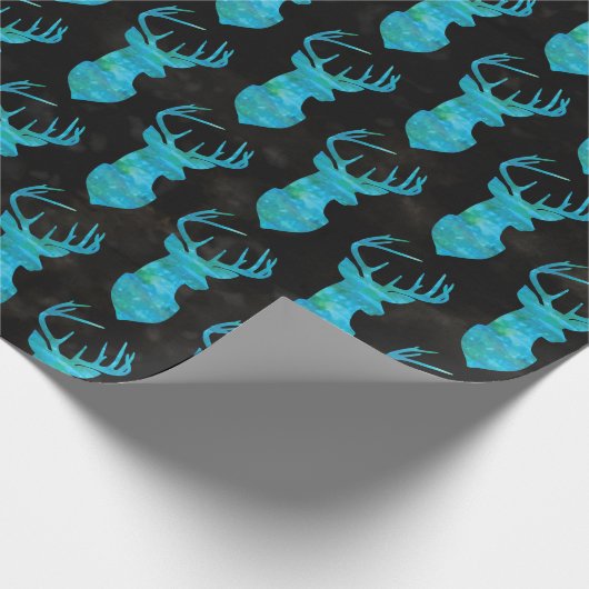 Blue Waterverf Deer Silhouette Cadeaupapier (Hoek)