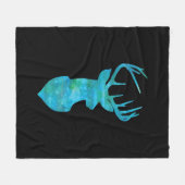 Blue Waterverf Deer Silhouette Fleece Deken (Voorkant (Horizontaal))