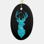 Blue Waterverf Deer Silhouette Keramisch Ornament (Links)