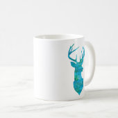 Blue Waterverf Deer Silhouette Koffiemok (Voorkant rechts)