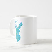 Blue Waterverf Deer Silhouette Koffiemok (Voorkant links)