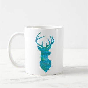 Blue Waterverf Deer Silhouette Koffiemok