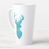 Blue Waterverf Deer Silhouette Latte Mok (Linkerhoek)
