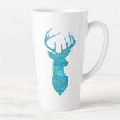 Blue Waterverf Deer Silhouette Latte Mok (Rechts)