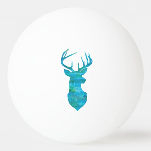 Blue Waterverf Deer Silhouette Pingpongbal (Voorkant)