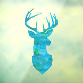 Blue Waterverf Deer Silhouette Raamsticker (Vel 3)
