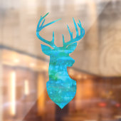Blue Waterverf Deer Silhouette Raamsticker (Vel 2)