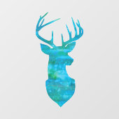 Blue Waterverf Deer Silhouette Raamsticker (Vel)