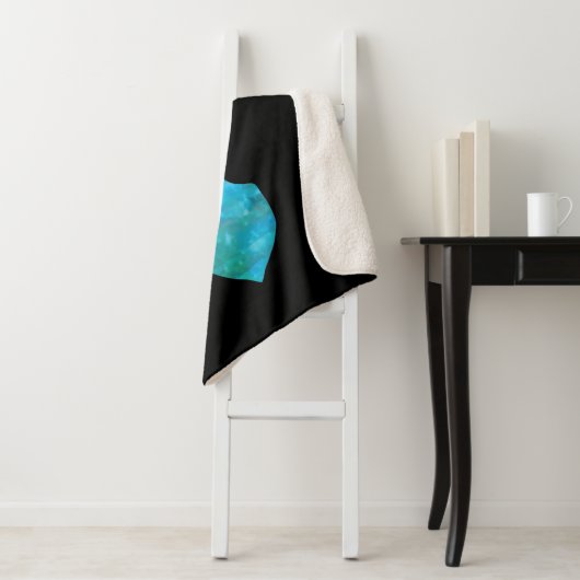 Blue Waterverf Deer Silhouette Sherpa Deken (In situ)