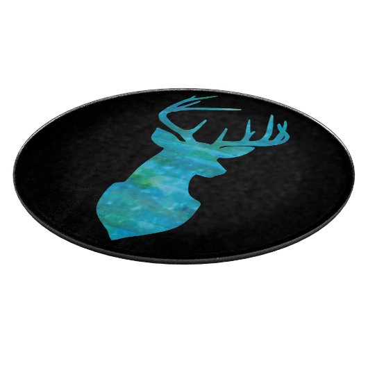 Blue Waterverf Deer Silhouette Snijplank (Hoek)