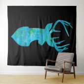 Blue Waterverf Deer Silhouette Wandkleed (In Situ (horizontaal))