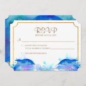 Blue Waterverf Dolphin RSVP-kaart Kaart (Voorkant / Achterkant)