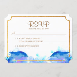 Blue Waterverf Dolphin RSVP-kaart Kaart