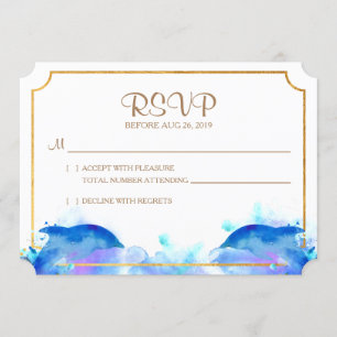 Blue Waterverf Dolphin RSVP-kaart Kaart