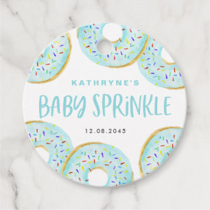 Blue Waterverf Donuts Baby Sprinkle Dank je Bedankjes Labels