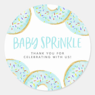 Blue Waterverf Donuts Baby Sprinkle Dank je Ronde Sticker