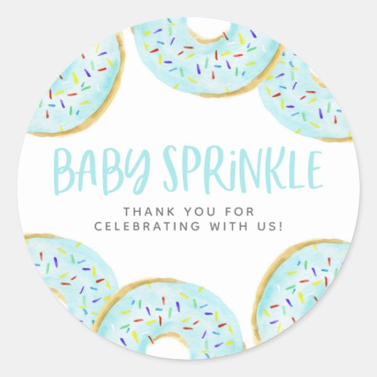 Blue Waterverf Donuts Baby Sprinkle Dank je Ronde Sticker (Voorkant)