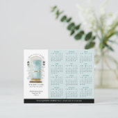 Blue Waterverf Door Real Estate Kalender 2025 Briefkaart (Staand voorkant)
