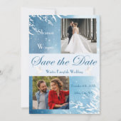 Blue Waterverf Doves Photo Wedding Save the Date (Voorkant)