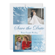Blue Waterverf Doves Photo Wedding Save the Date