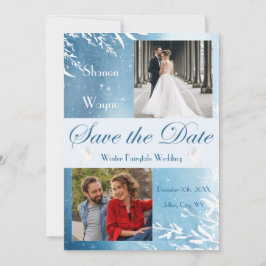 Blue Waterverf Doves Photo Wedding Save the Date