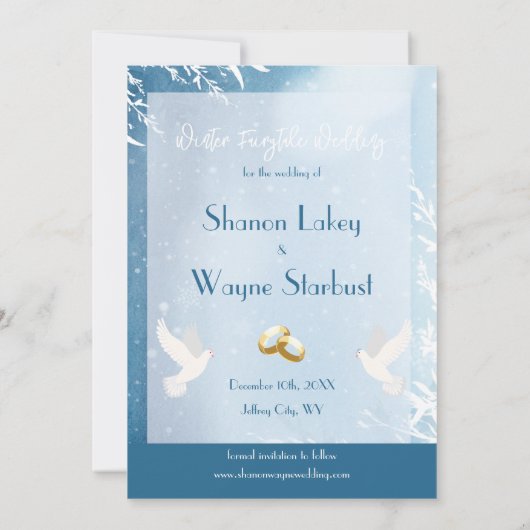 Blue Waterverf Doves Photo Wedding Save the Date (Achterkant)