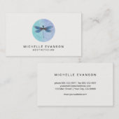 Blue Waterverf Dragonfly Elegant Logo Visitekaartje (Voorkant / Achterkant)