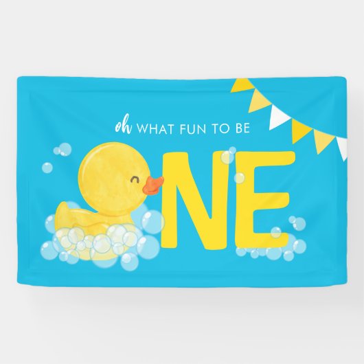 Blue Waterverf Duck Oh wat leuk een feestje Spandoek (Horizontaal)