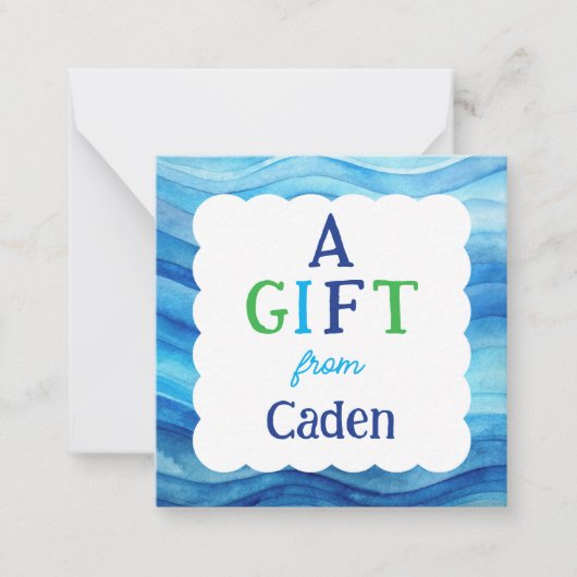 Blue Waterverf Een cadeau van Boys Enclosure Notitiekaartje (Voorkant)