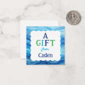 Blue Waterverf Een cadeau van Boys Enclosure Notitiekaartje (Voorkant / Achterkant in situ)