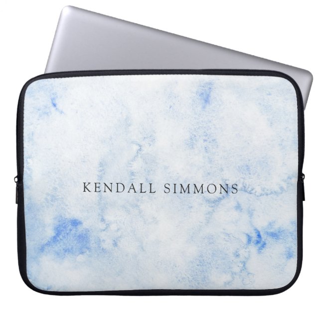 Blue Waterverf Elegant Laptop Sleeve (Voorkant)