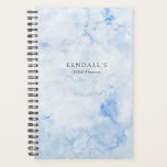 Blue Waterverf Elegant Planner<br><div class="desc">Elegante planner met jouw naam en beschrijving over een handgeschilderde blauw waterverf achtergrond.</div>