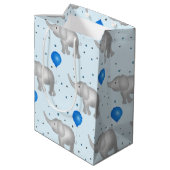 Blue Waterverf Elephants Pattern Medium Gift Bag Cadeauzakje (Achterkant Gekanteld)