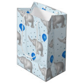 Blue Waterverf Elephants Pattern Medium Gift Bag Medium Cadeauzakje (Voorkant Gekanteld)