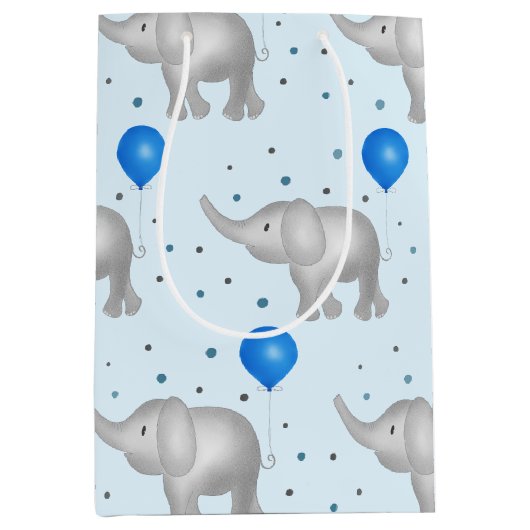 Blue Waterverf Elephants Pattern Medium Gift Bag Medium Cadeauzakje (Voorkant)