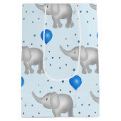 Blue Waterverf Elephants Pattern Medium Gift Bag Medium Cadeauzakje (Achterkant)