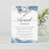 Blue Waterverf en Blue Floral repetitie diner Kaart (Staand voorkant)