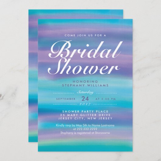 Blue Waterverf Evening Sky Vrijgezellenfeest nodig Kaart (Voorkant / Achterkant)