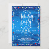 Blue Waterverf Feestelijke Kerstfeest Kaart (Voorkant)