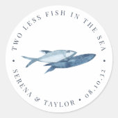 Blue Waterverf Fish Wedding Favor Ronde Sticker (Voorkant)