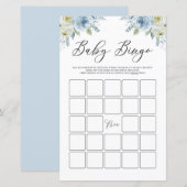 Blue Waterverf Floral Baby shower Bingo Game (Voorkant / Achterkant)