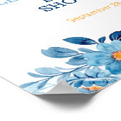 Blue Waterverf Floral Baby shower Welcome Sign Poster (Hoek)