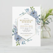 Blue Waterverf Floral Boeket repetitie diner Kaart (Staand voorkant)