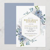 Blue Waterverf Floral Boeket repetitie diner Kaart (Voorkant / Achterkant)