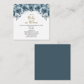 Blue Waterverf Floral Boy Baby Book Request Informatiekaartje (Voorkant / Achterkant)