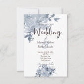 Blue waterverf floral bruiloft kaart (Voorkant)