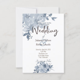 Blue waterverf floral bruiloft kaart